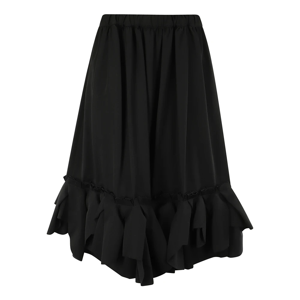 Comme des Garçons Zwarte Midi Rok met Dubbele Zoom Black Dames