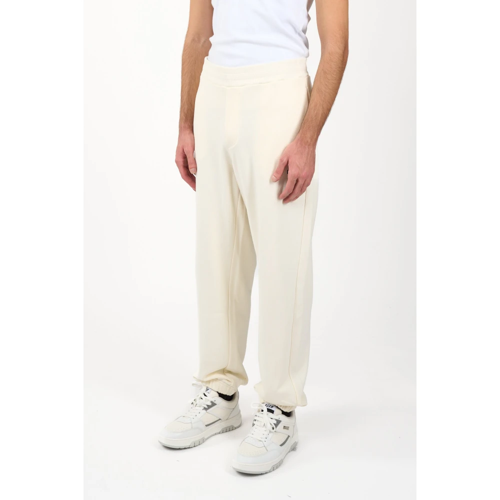 Msgm Logo Sweatpants Wide Leg Regular Fit White Heren