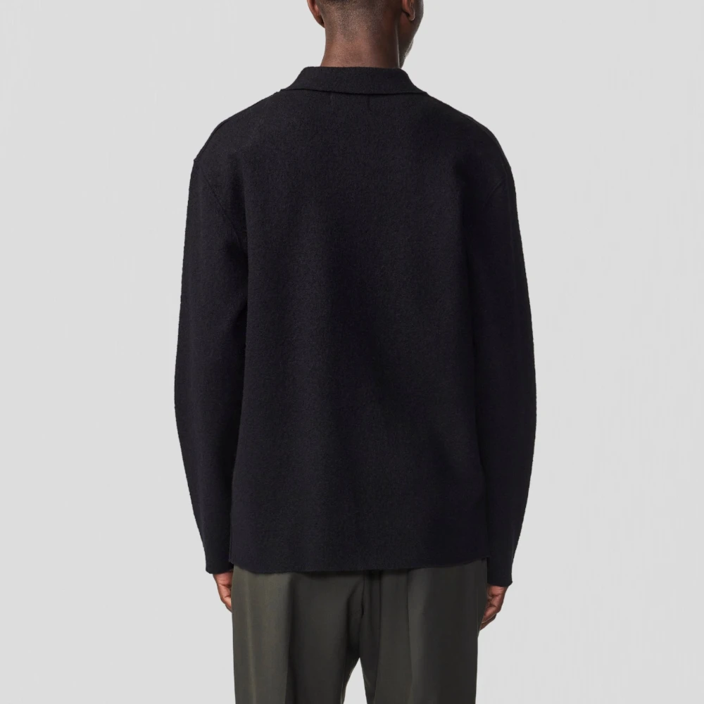Nn07 Gekookt Merinowol Overshirt in Zwart Black Heren