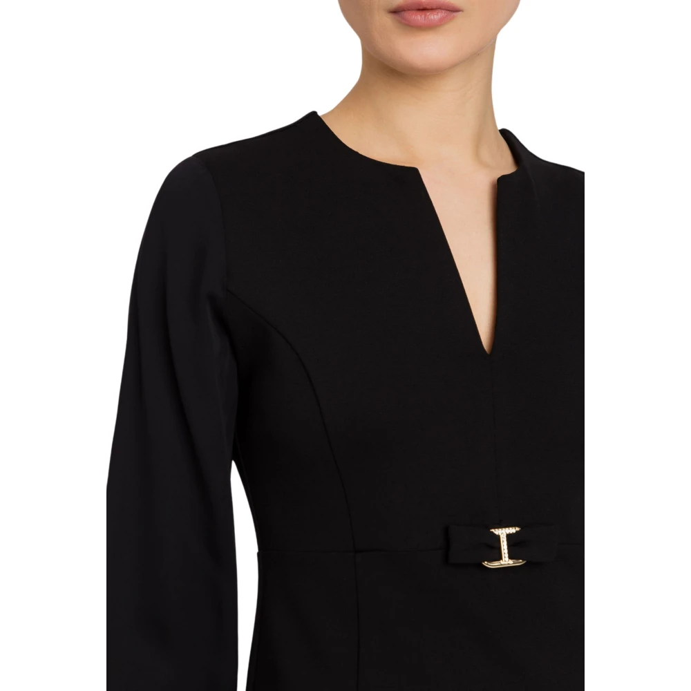 Twinset Zwarte jurk in viscosemix Black Dames