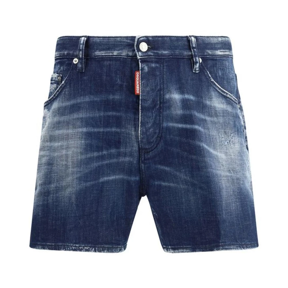Dsquared2 Vintage Casual Denim Shorts met Zakken Blue Heren