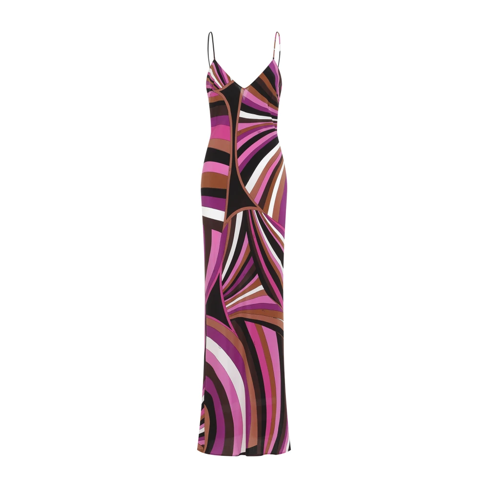 Emilio Pucci Fuchsia Brun Lång Klänning Multicolor, Dam