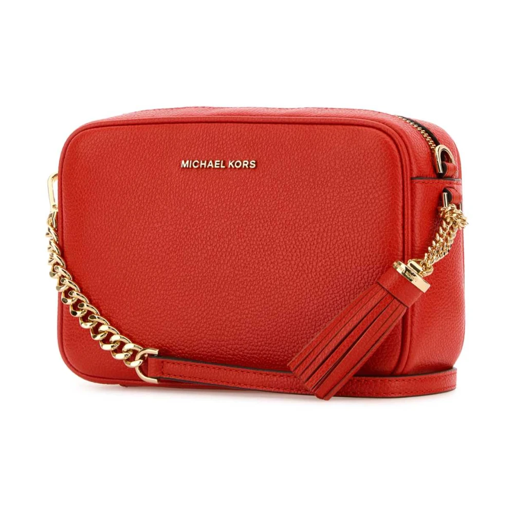 Michael Kors Ginny Lederen Crossbody Tas Red Dames