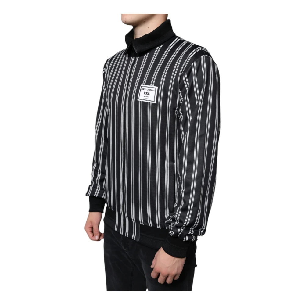 Dolce & Gabbana Gestreepte Sweater met Rits en Logo Multicolor Heren