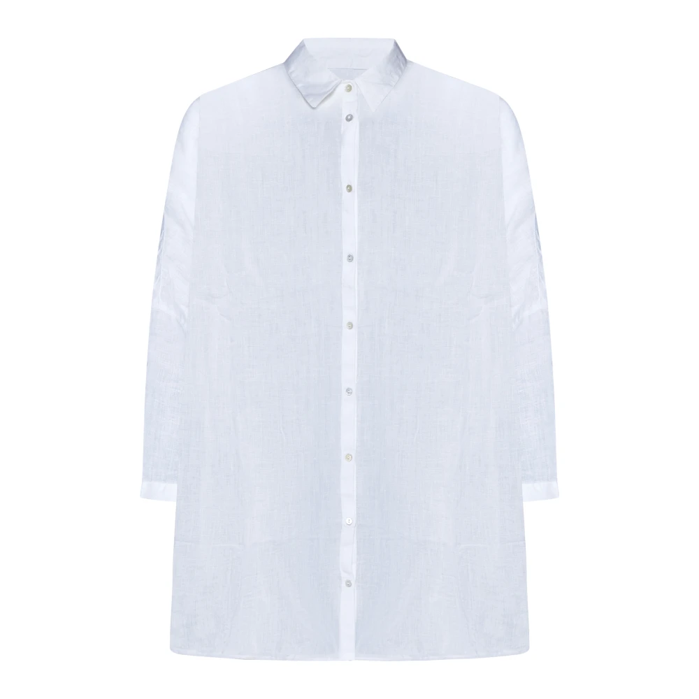 120% lino Witte Linnen Poplin Overhemd White Dames