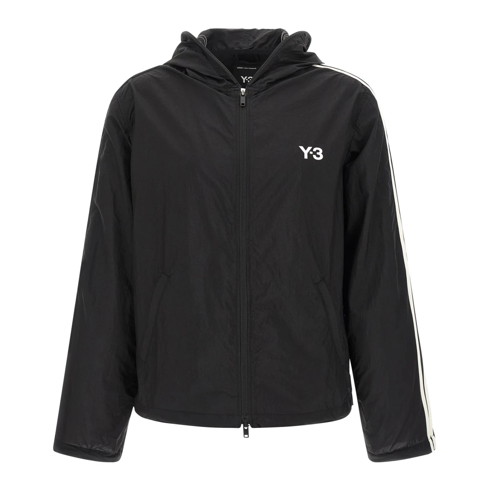 Y-3 Men's Black Light Jackets, Xs, Nylon Wired 3 Stripes Track Top