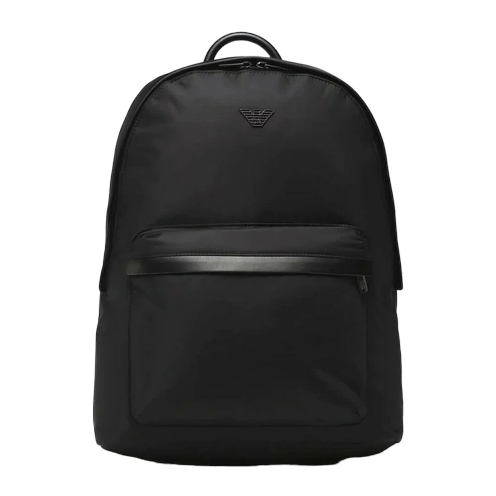 Emporio Armani , Backpacks, Male, Black, One Size, Eco-Leather Backpack With Technical Fabric