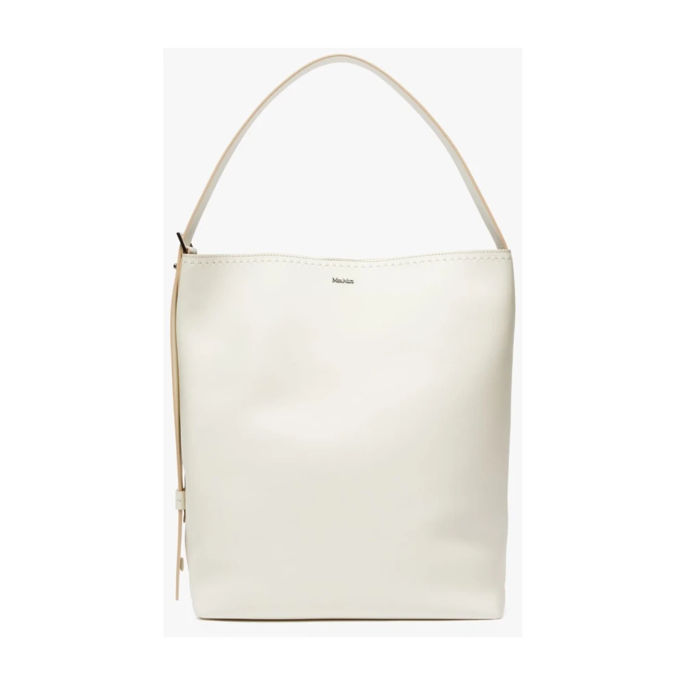 Max Mara Stijlvolle Leren Schoudertas met Verstelbare Band White Dames
