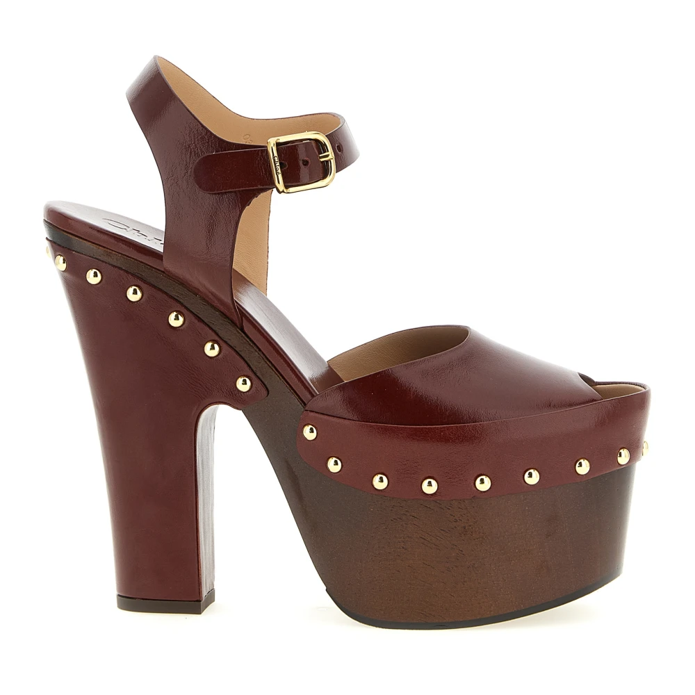 Chloé , High Heel Sandals, Female, Brown, 4 Uk, Meret Platform Clog
