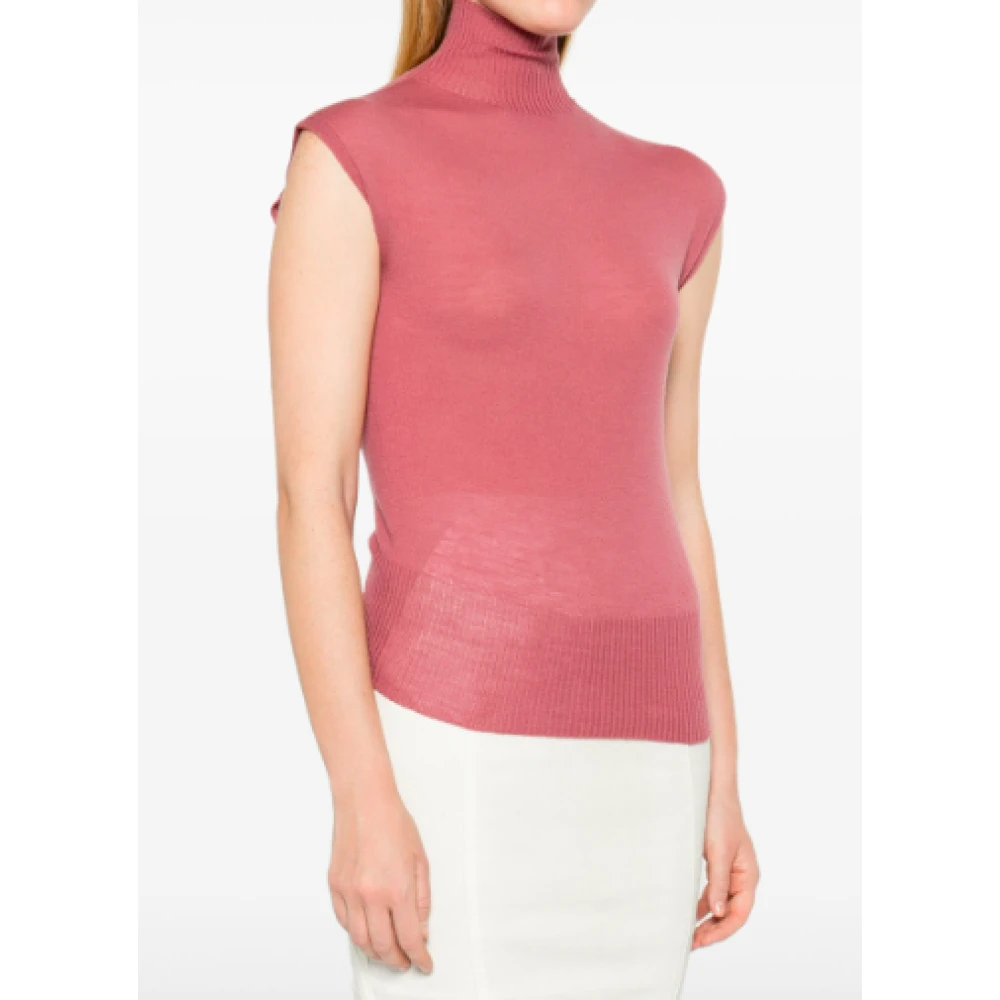 Rick Owens Turtle Neck Top Thulian Stijl Pink Dames