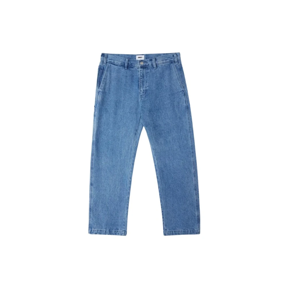 Obey Blue Carpenter Denim - Light Indigo - Male - Straight Fit Jeans - W36 - Jeans