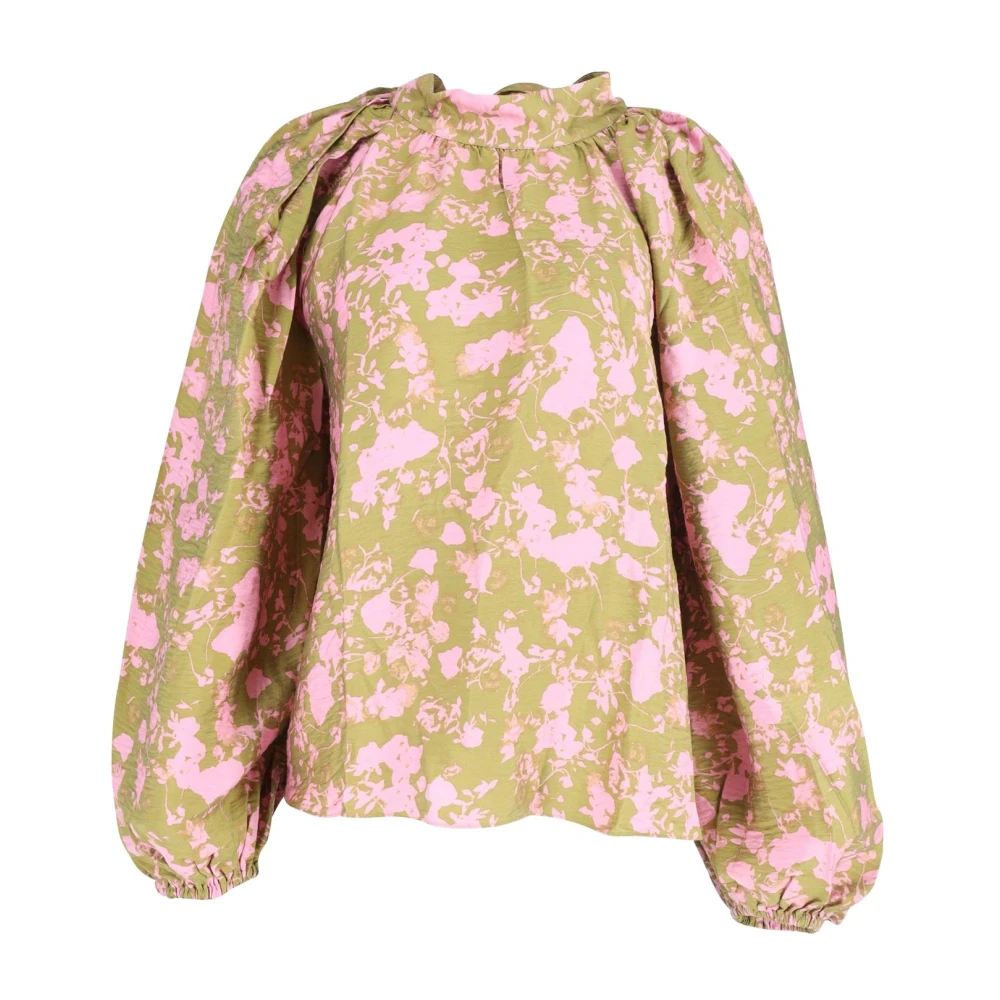 Stine Goya Bloemenblouse in Groen en Roze Multicolor Dames