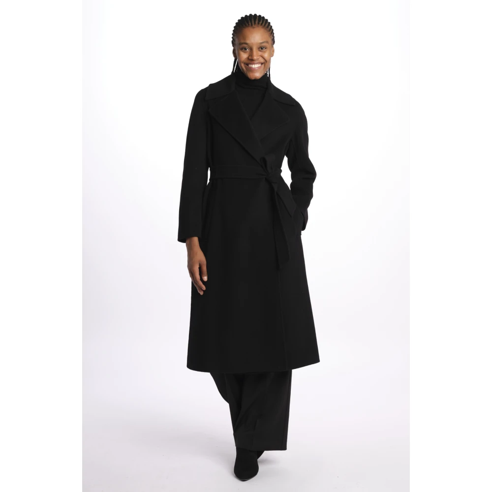 Max Mara Zwarte Manu dubbele ochtendjas jas Black Dames