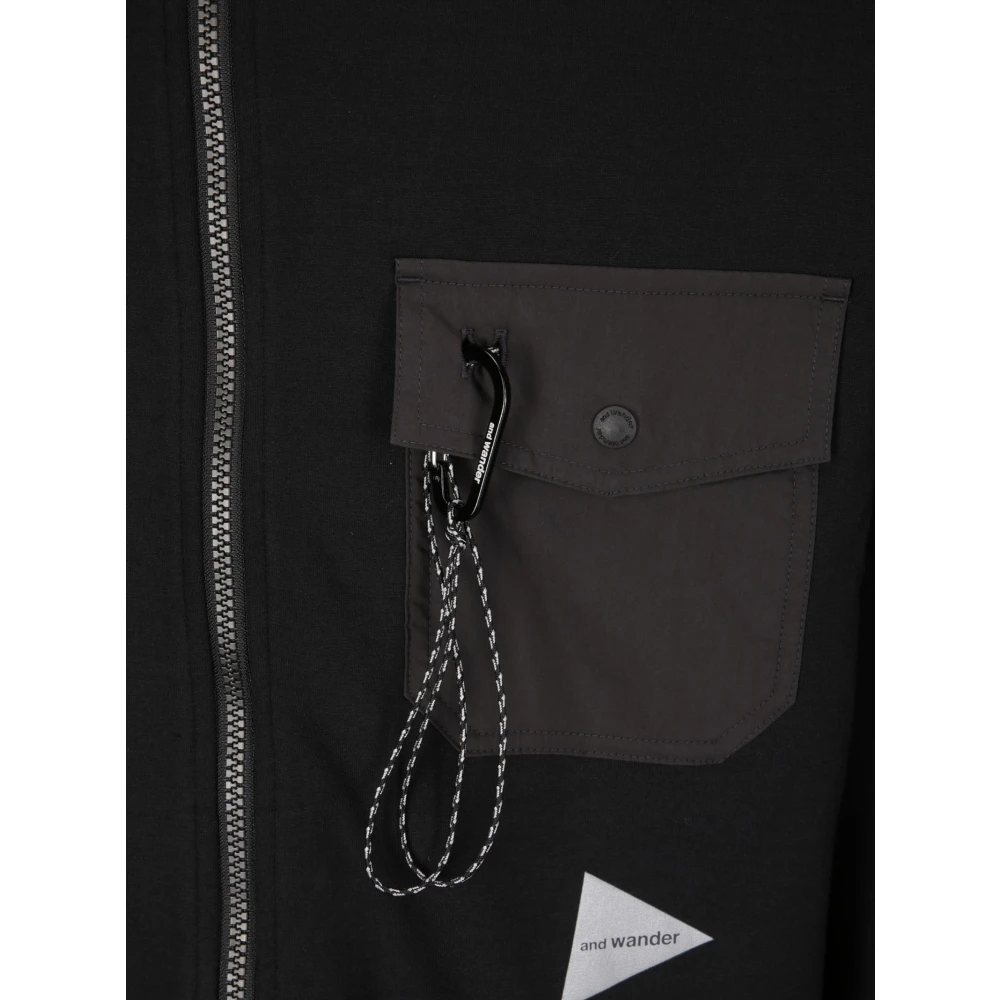 And Wander Warm Full Zip Sweater Black Heren