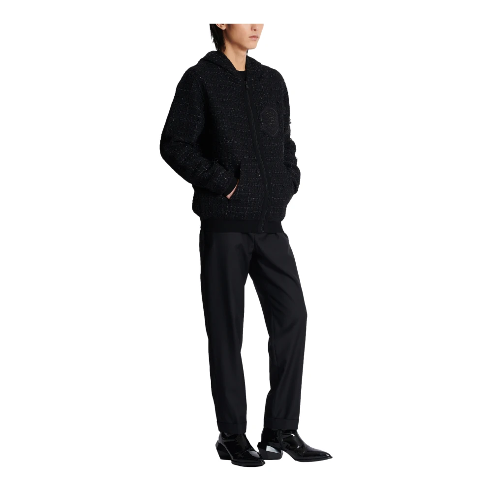 Balmain Tweed capuchonjack Black Heren