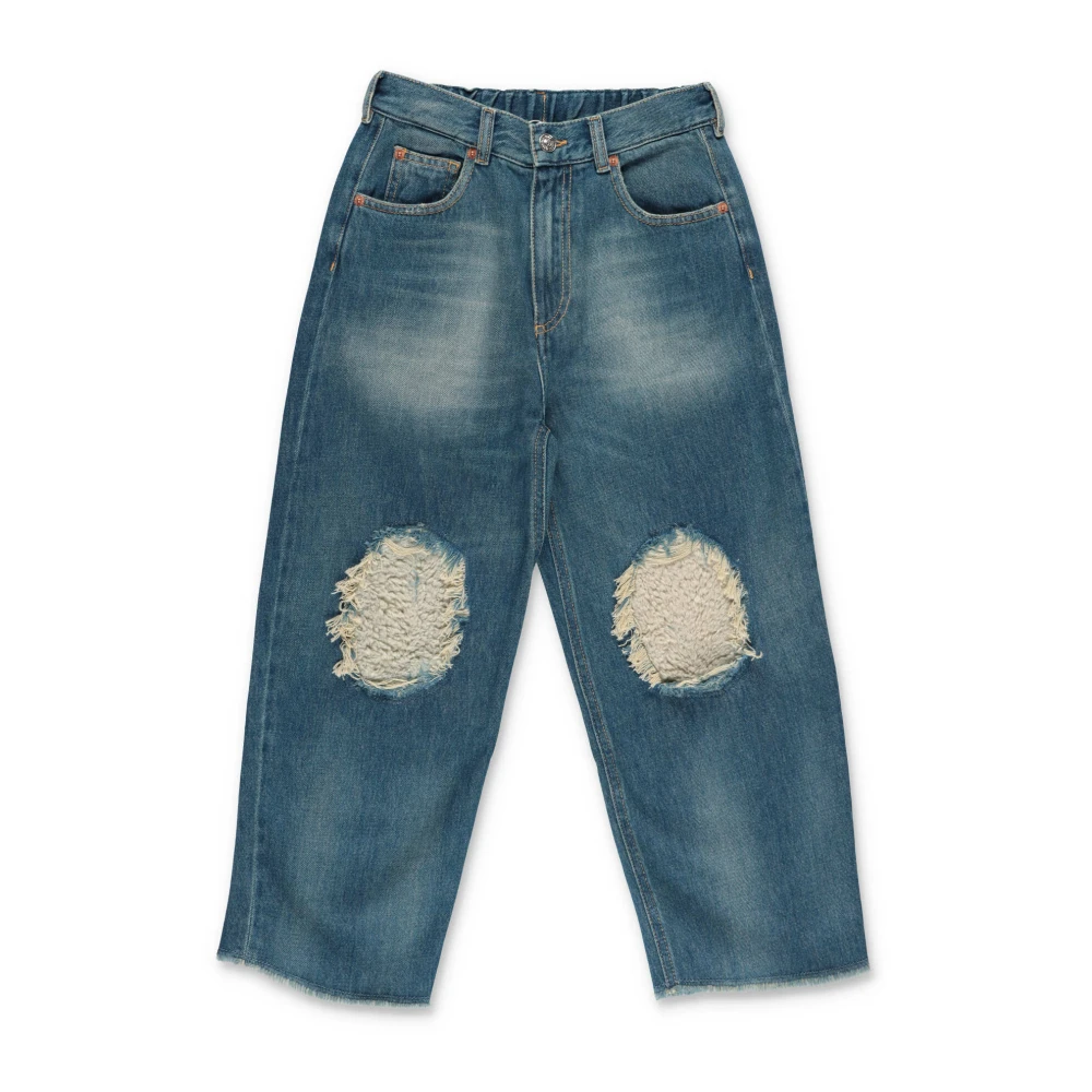 MM6 Maison Margiela Blå Stretch Bomull Denim Breda Jeans Blue, Flicka