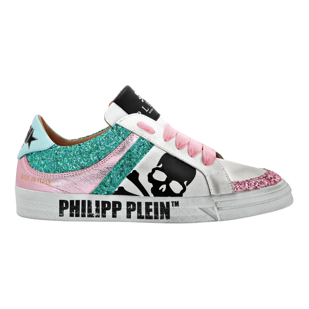Philipp Plein Leren Lo-Top Sneakers Skull met Kristallen Dames Schoenen Veelkleurig Multicolor