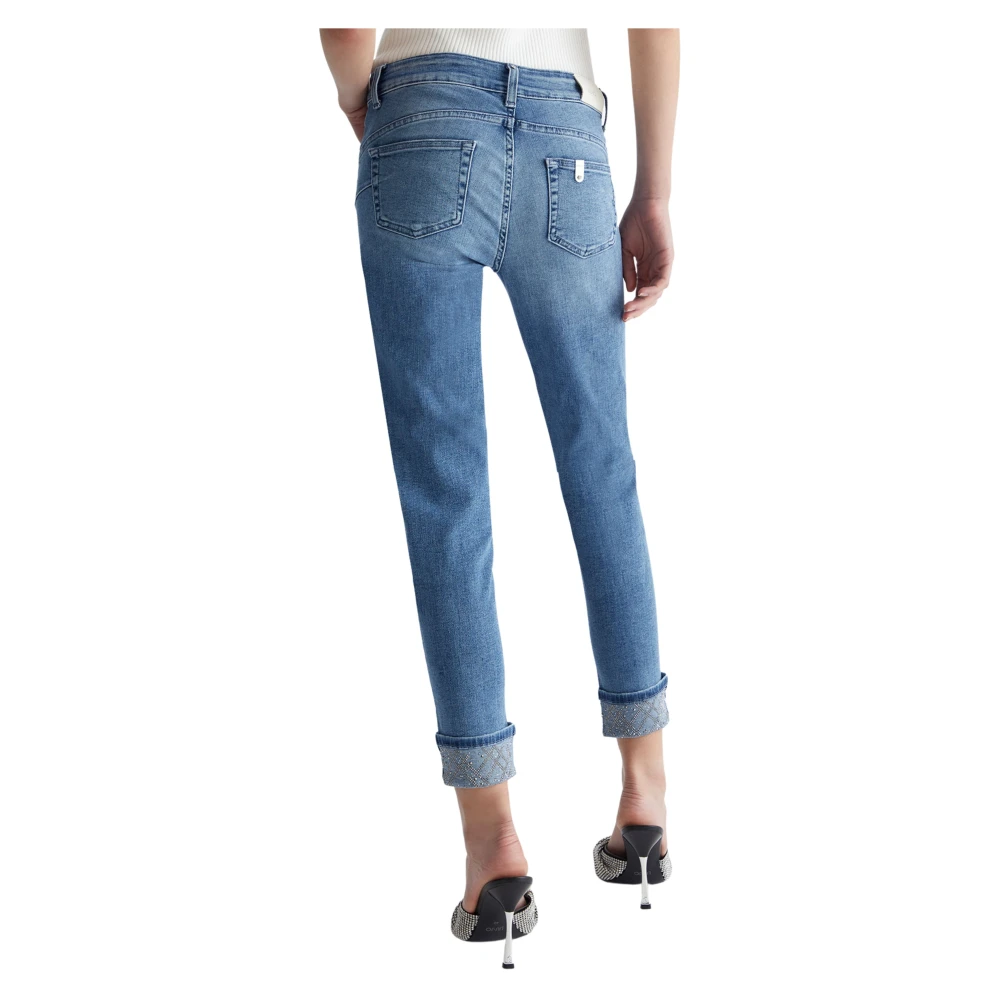 Liu Jo Strass Detail Cropped Jeans Blue Dames