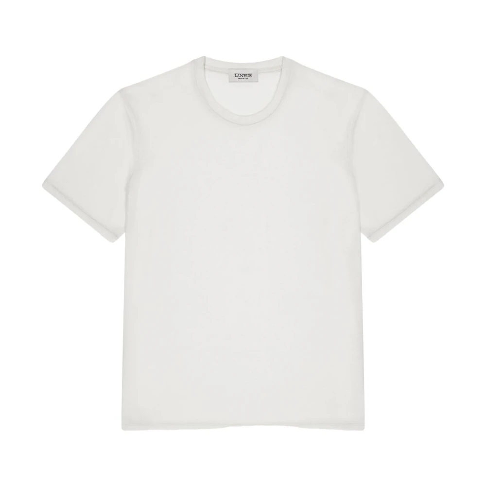 Laneus Witte Crew Neck T-shirts en Polos White Heren