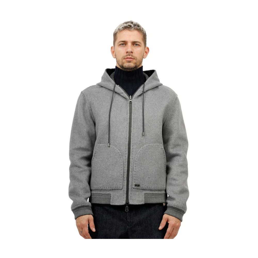 The Jack Leathers Omkeerbare Wol Dubbele Jas Gray Heren
