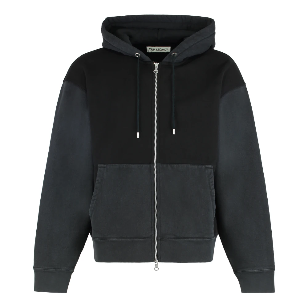 Our Legacy Black Zip-Throughs, Male, M, Hooded Sweatshirt With Zipper