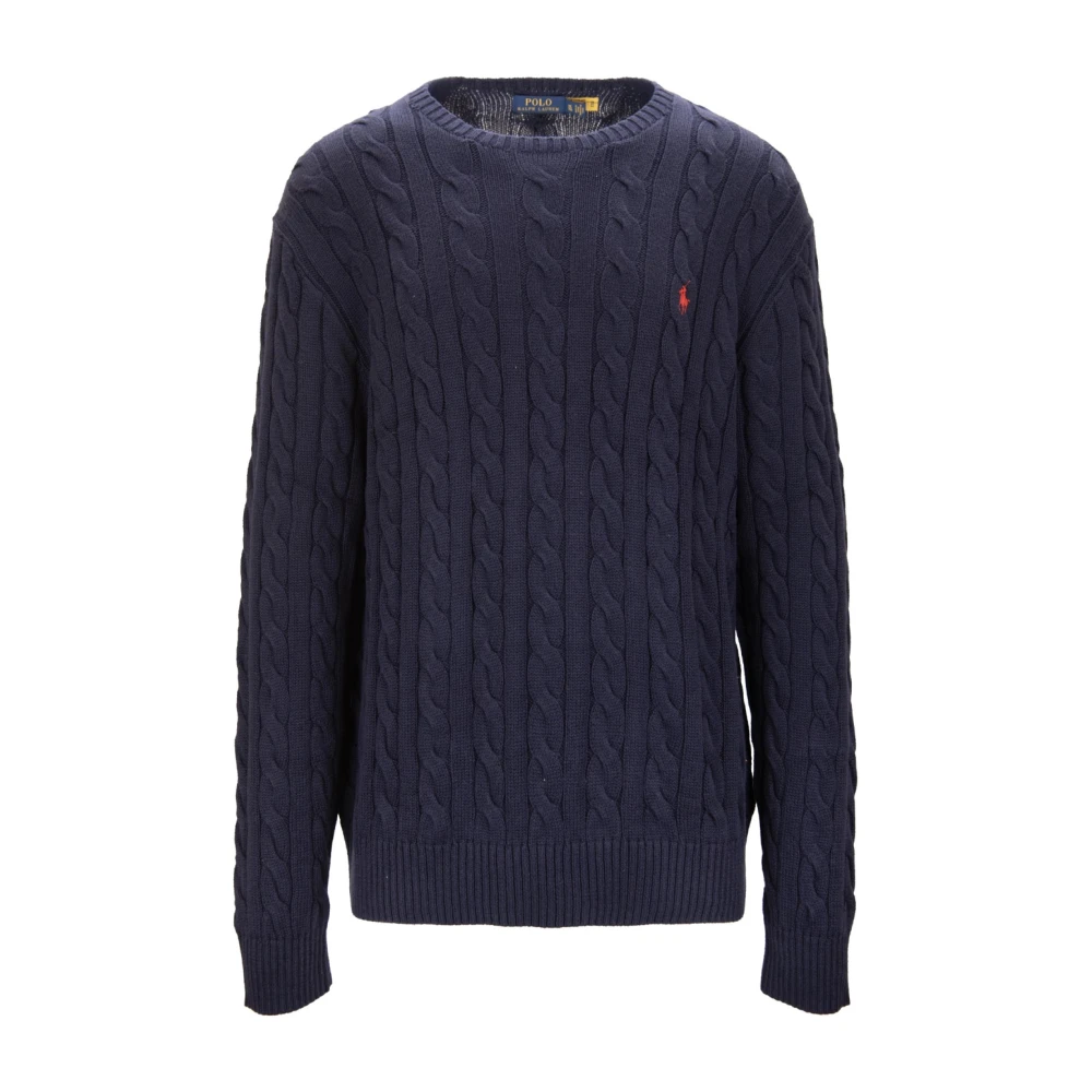 Ralph Lauren Men's Blue Crew Neck Jumper - Round-Neck Knitwear - L - Knitwear