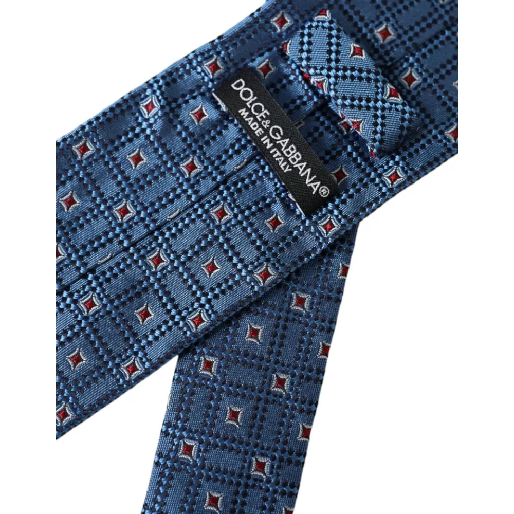 Dolce & Gabbana Blauw patroon zijden verstelbare herenstropdas Blue Heren