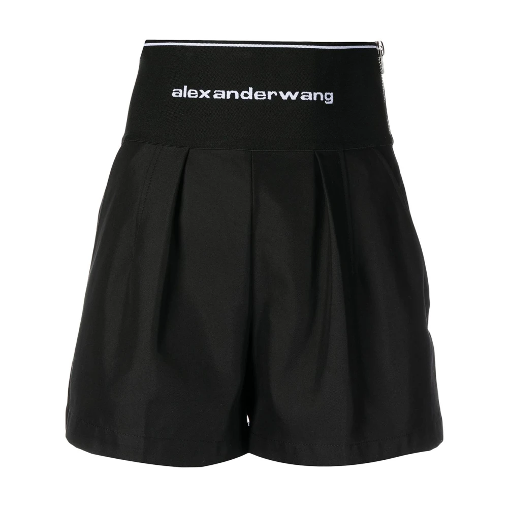 Alexander wang Zwarte Logo Tailleband Safari Shorts Black Dames