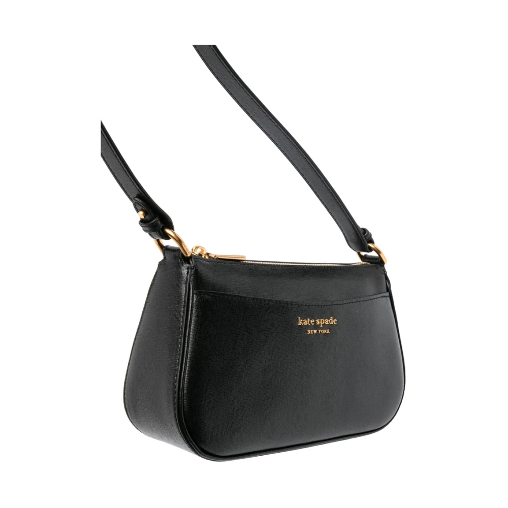 Kate Spade Zwarte Leren Schoudertas met Goudkleurige Accenten Black Dames