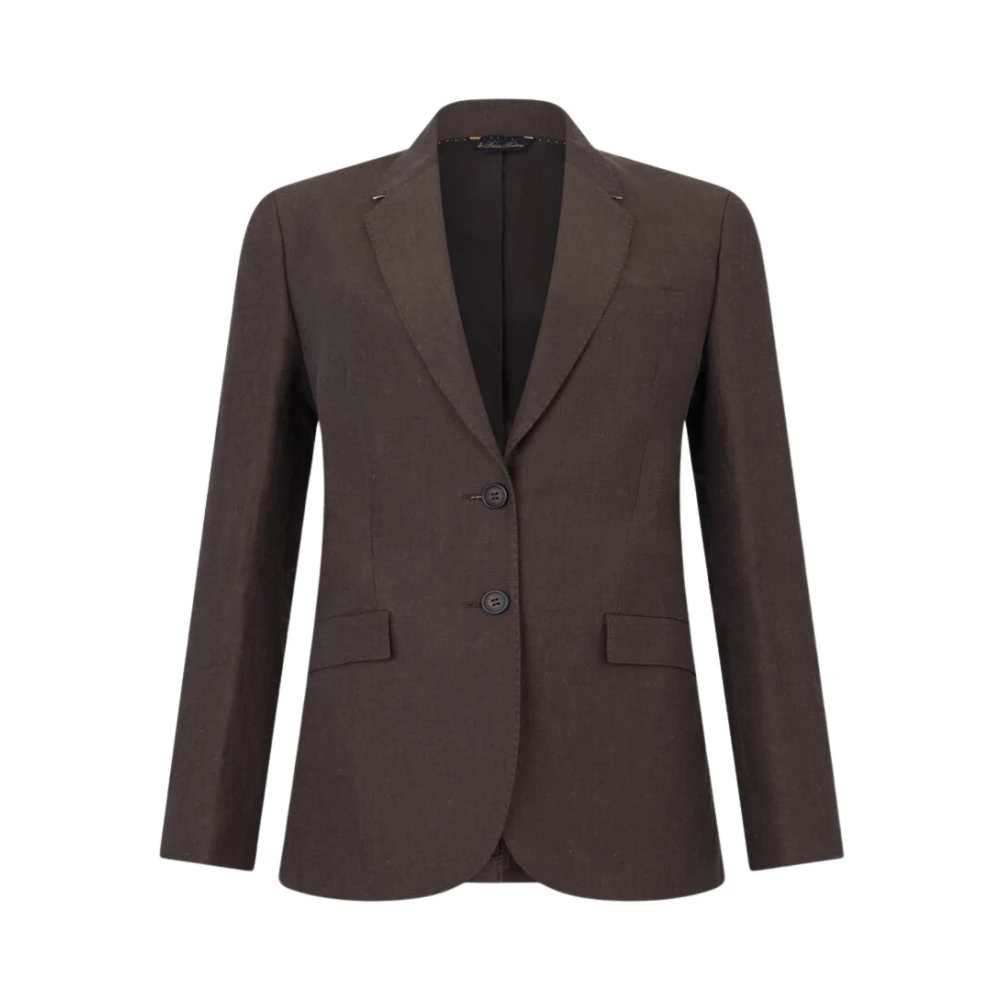 Brooks Brothers Women's Brown Blazers, 2XS, Cotton-Linen Blazer
