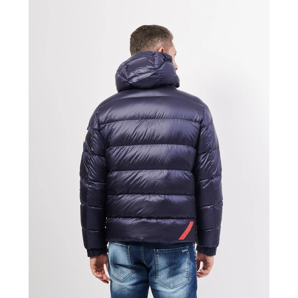 Afterlabel Blauwe korte donsjas met capuchon Blue Heren