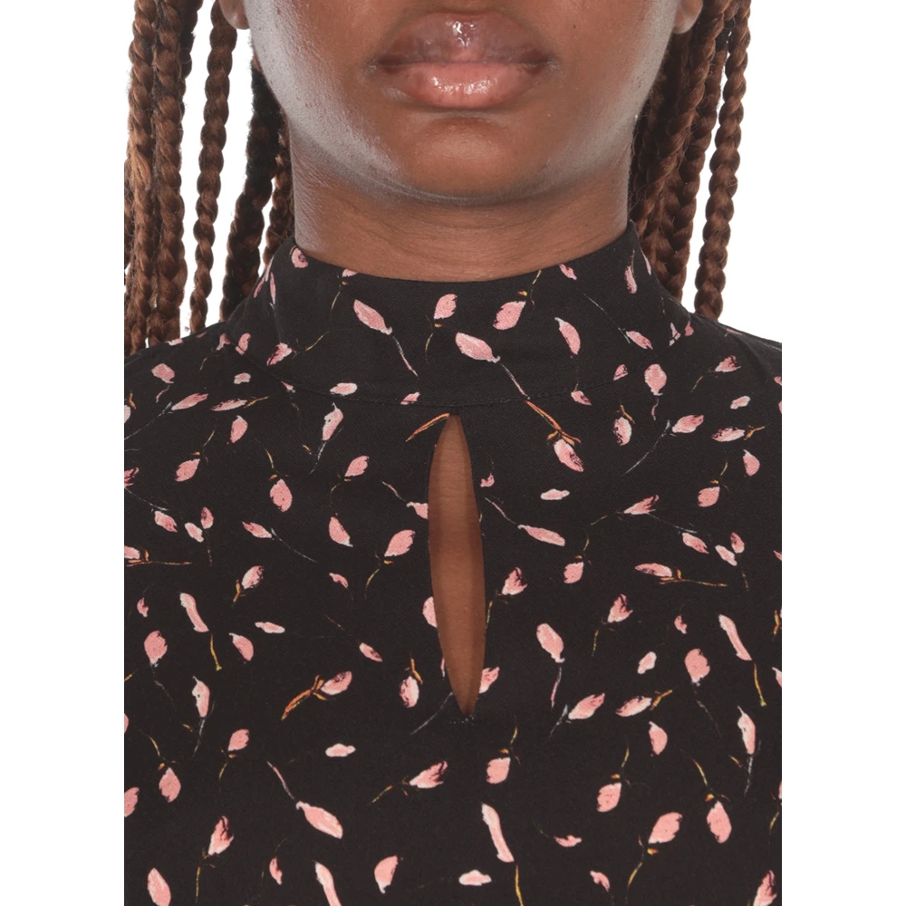 Mar De Margaritas Zwarte Viscose Jurk met Uitsnijding Detail Black Dames