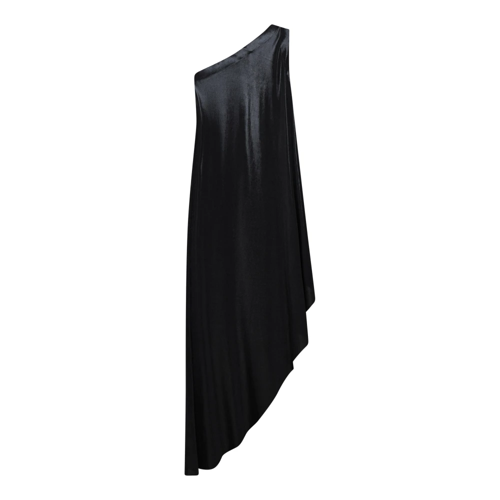 Norma Kamali Zwarte One-Shoulder Draperende Jurk Black Dames