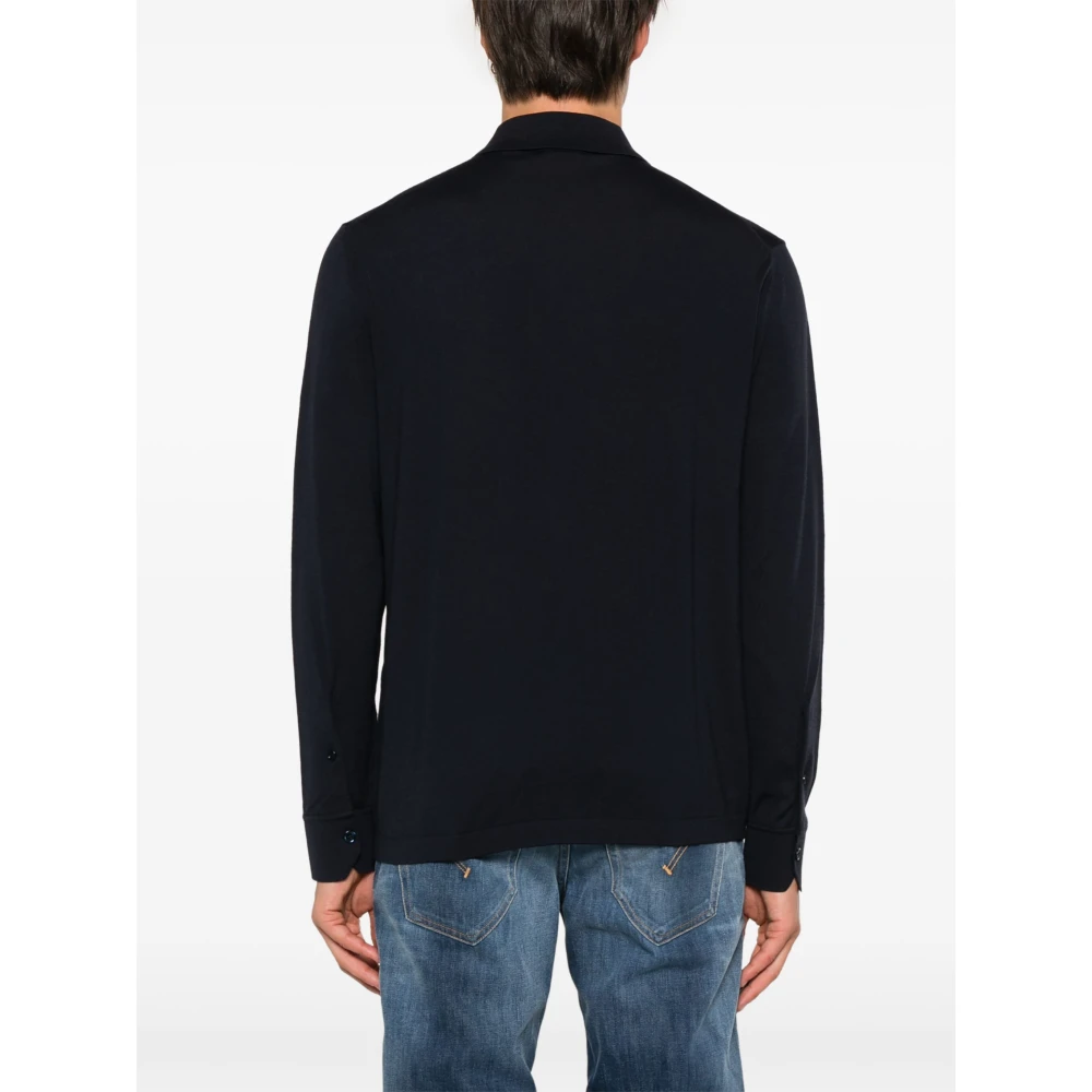 Brioni Luxe Wol Polo Shirt Blue Heren
