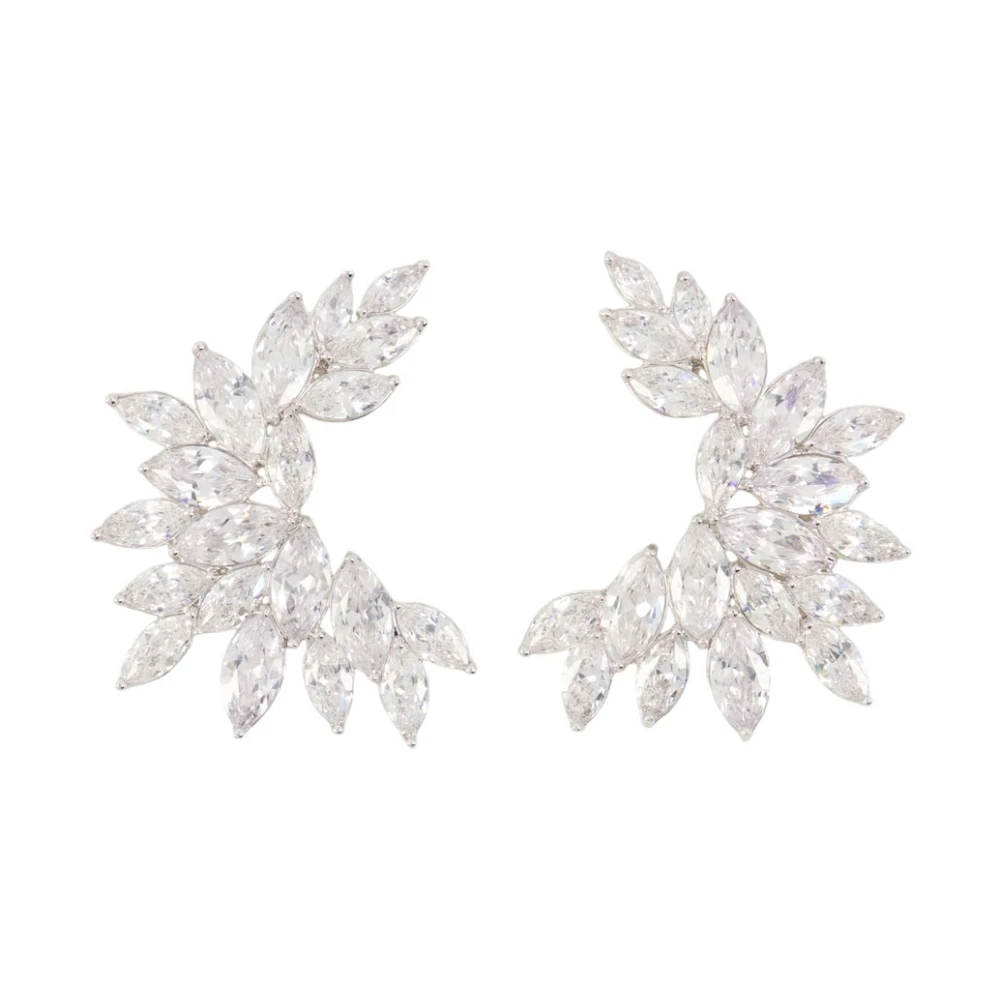 Self Portrait Women's Gray Crystal Cuff Earrings