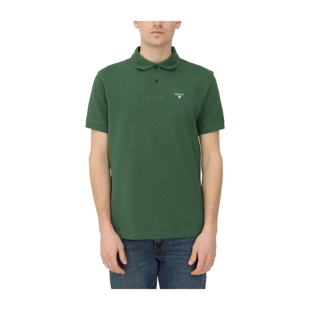 Barbour Grön Polo Skjorta med Ribbade Detaljer Green, Herr