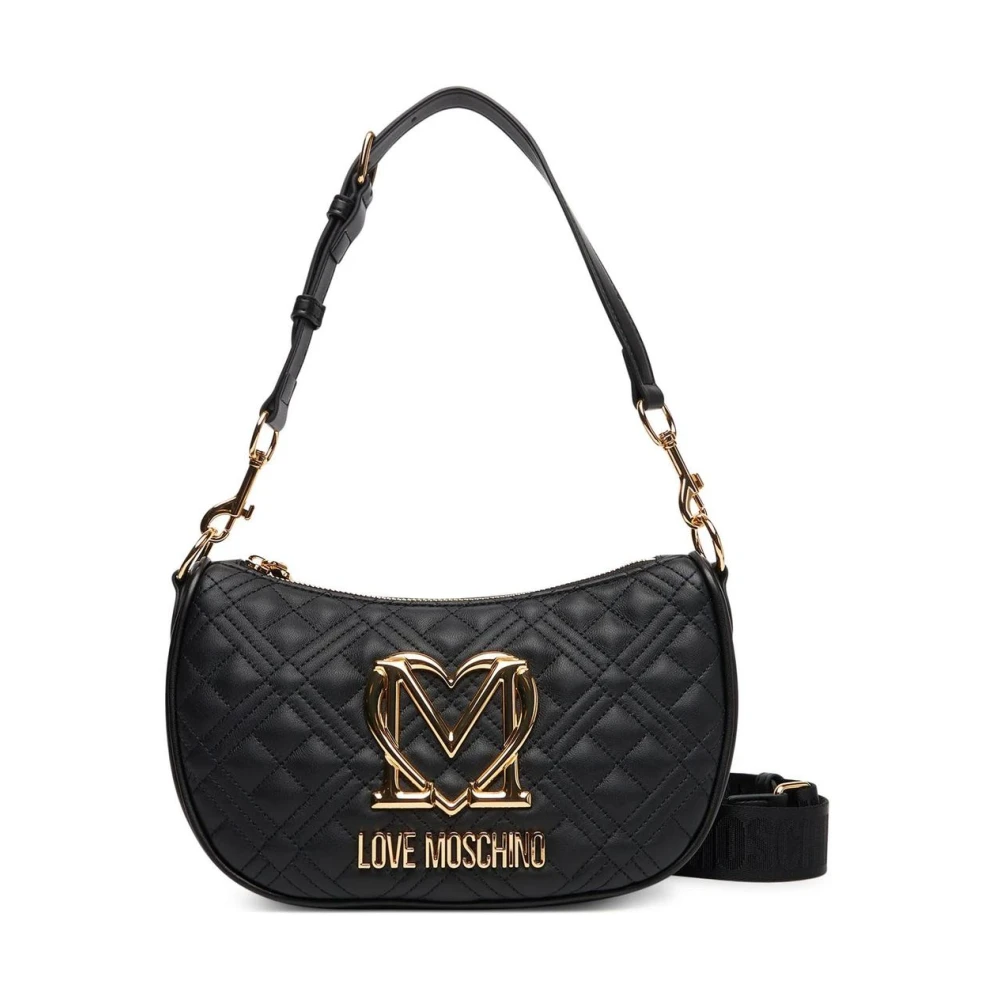 Love Moschino Women's Black Polyurethane Shoulder Bag With Zip Fastening And Lined Interior