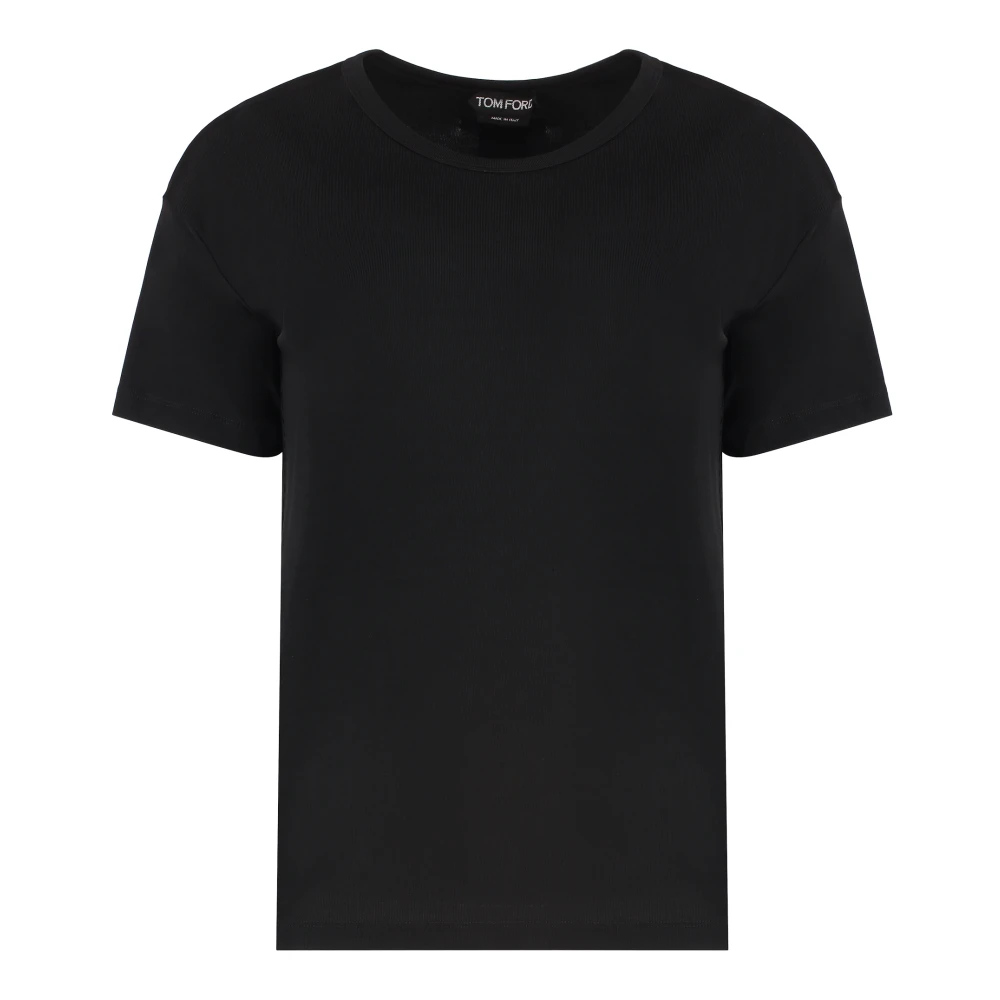 Tom Ford Geribbelde crew-neck T-shirt Black Dames