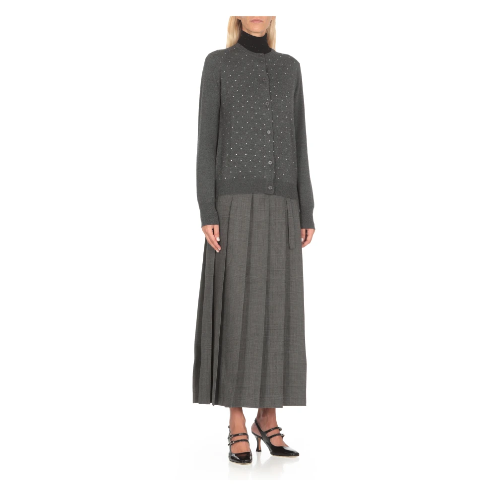 Fabiana Filippi Grijze Wollen Vest met Strass Gray Dames