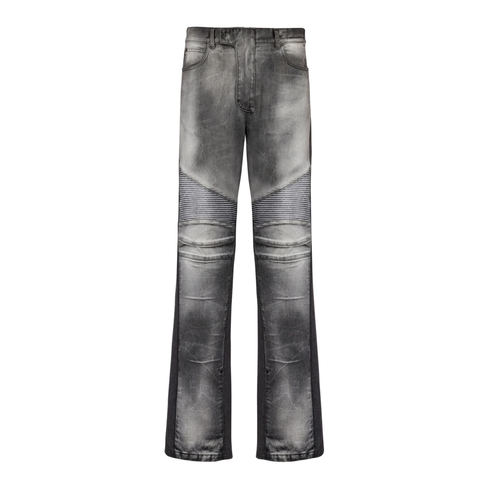 Balmain Loose-fit denim biker jeans Gray, Herr