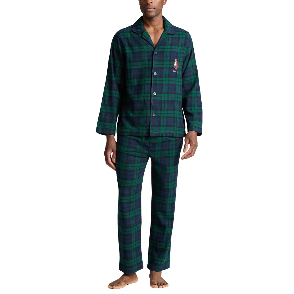 Rutete flanell pyjamassett