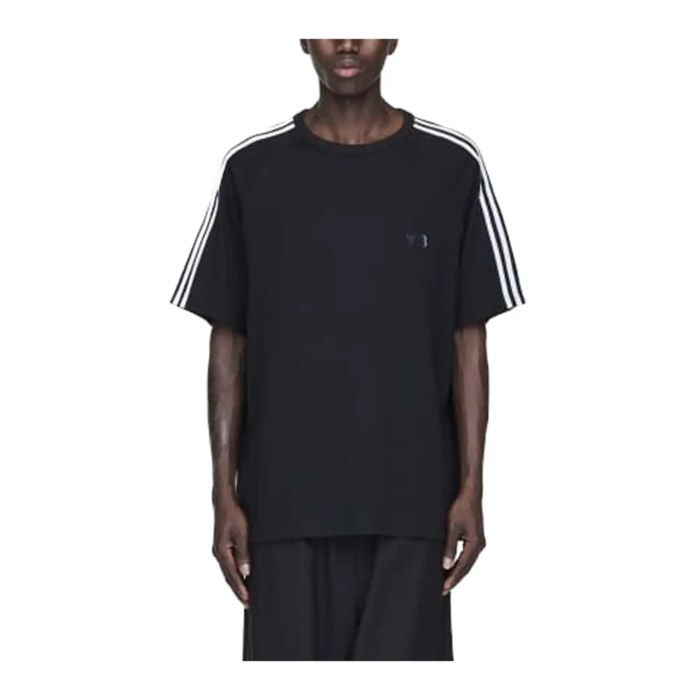 Adidas Men's Black Y-3 Short Sleeve Tee 3-Stripes - Training T-Shirts & Tops - L - Sport