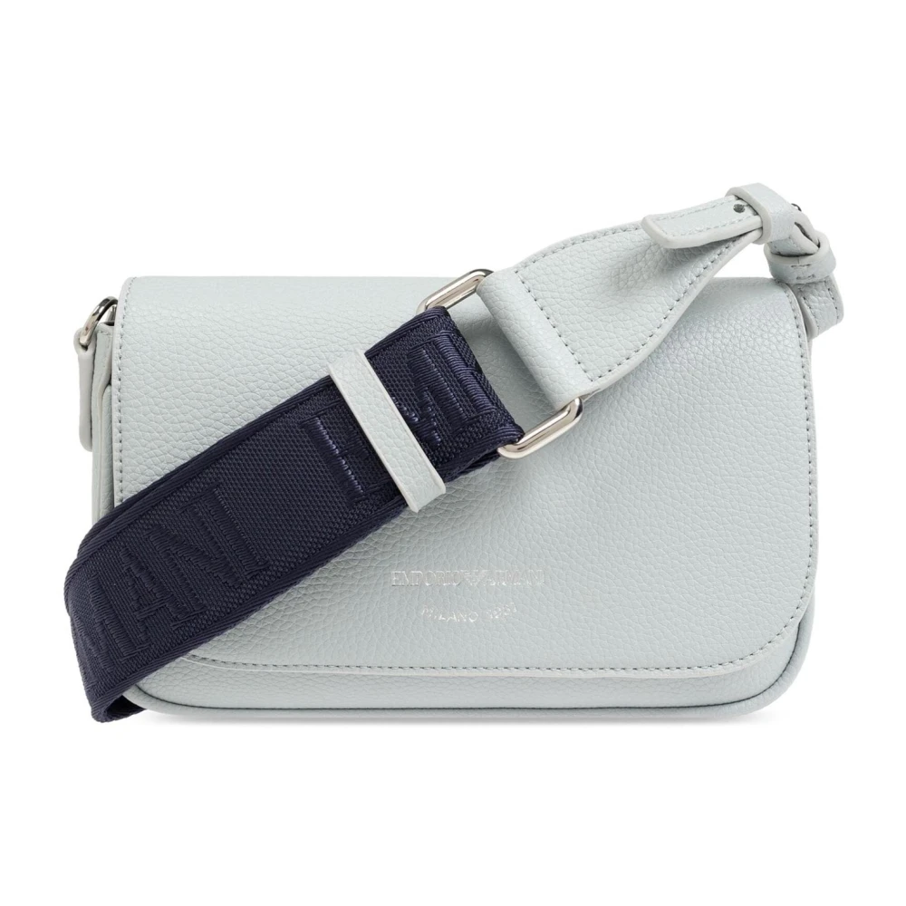 Emporio Armani Veganistisch leer gehamerd textuur zilveren details crossbody tas Blue Dames