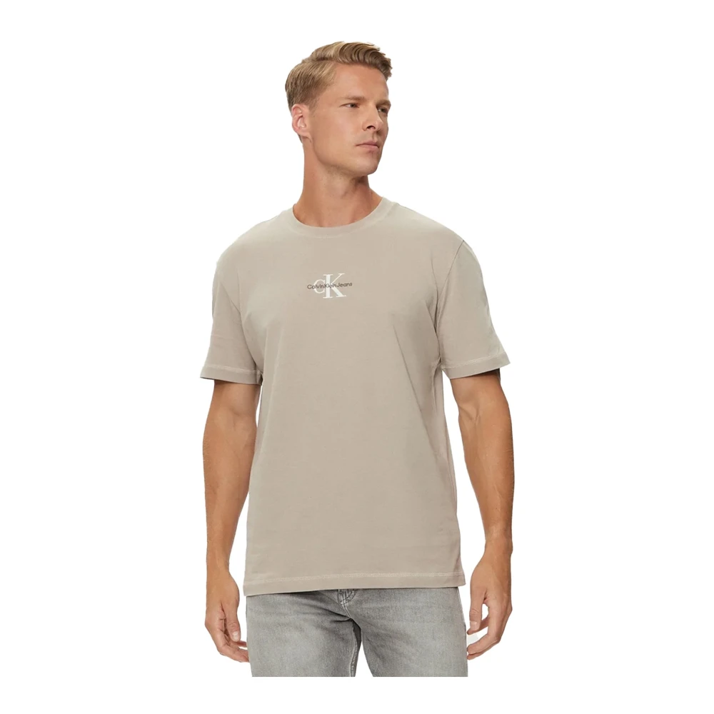 Calvin Klein Geborduurd logo katoenen T-shirt Beige Heren