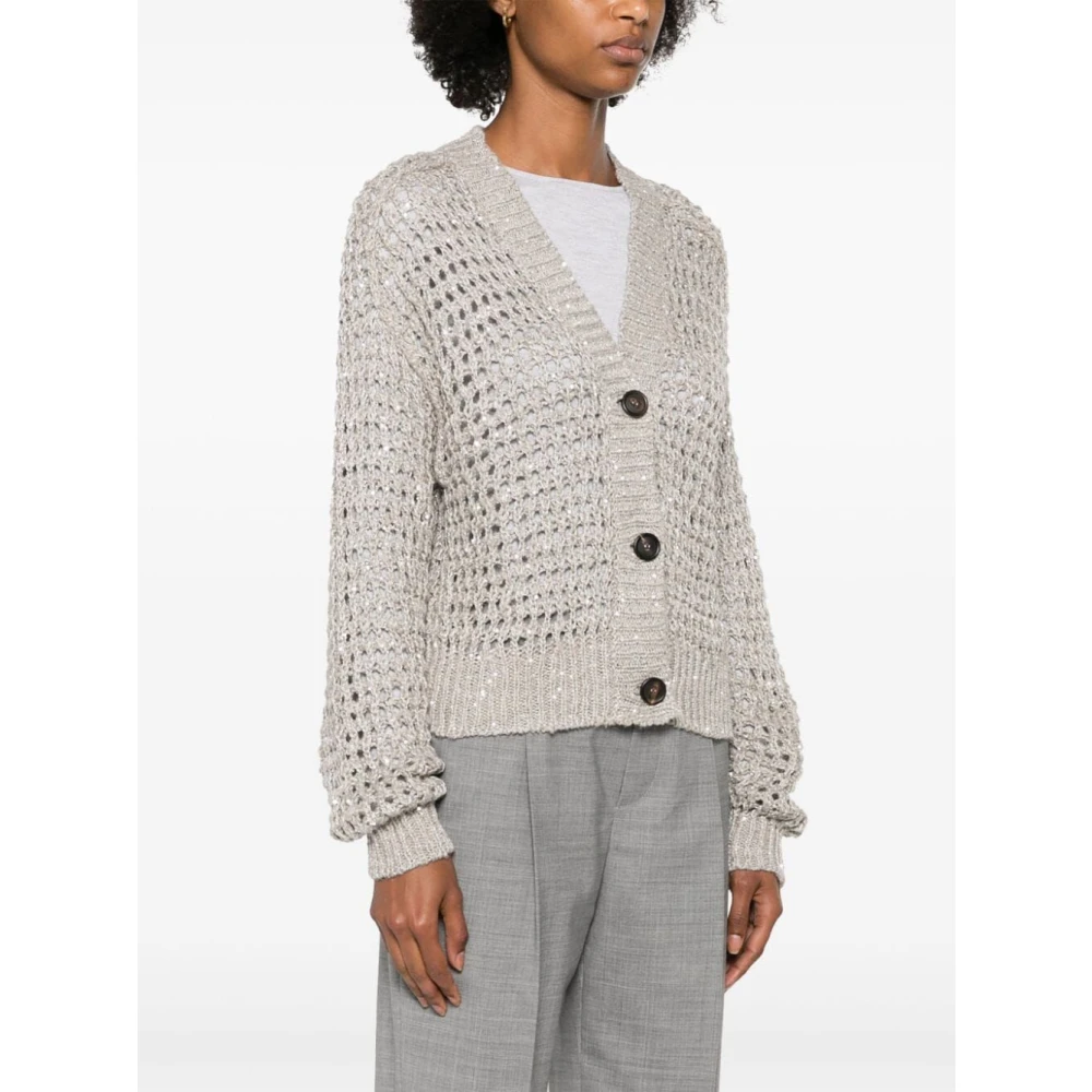 BRUNELLO CUCINELLI Quarzo Cardigan Sweater Beige Dames