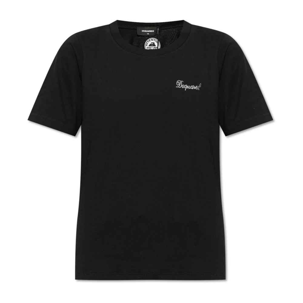 Dsquared2 Women's Black T-Shirt With Logo - T-Shirts - M - Tops