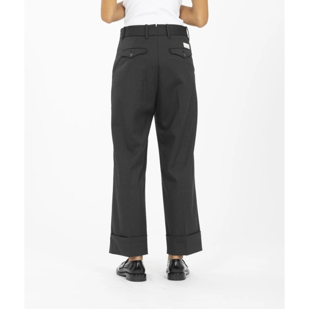 Nine In The Morning Wijde Pijp Crepe Broek met Manchetten Gray Dames
