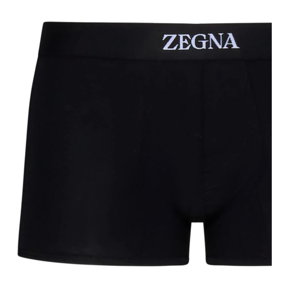 Ermenegildo Zegna Zwart ondergoed met wit logo Black Heren