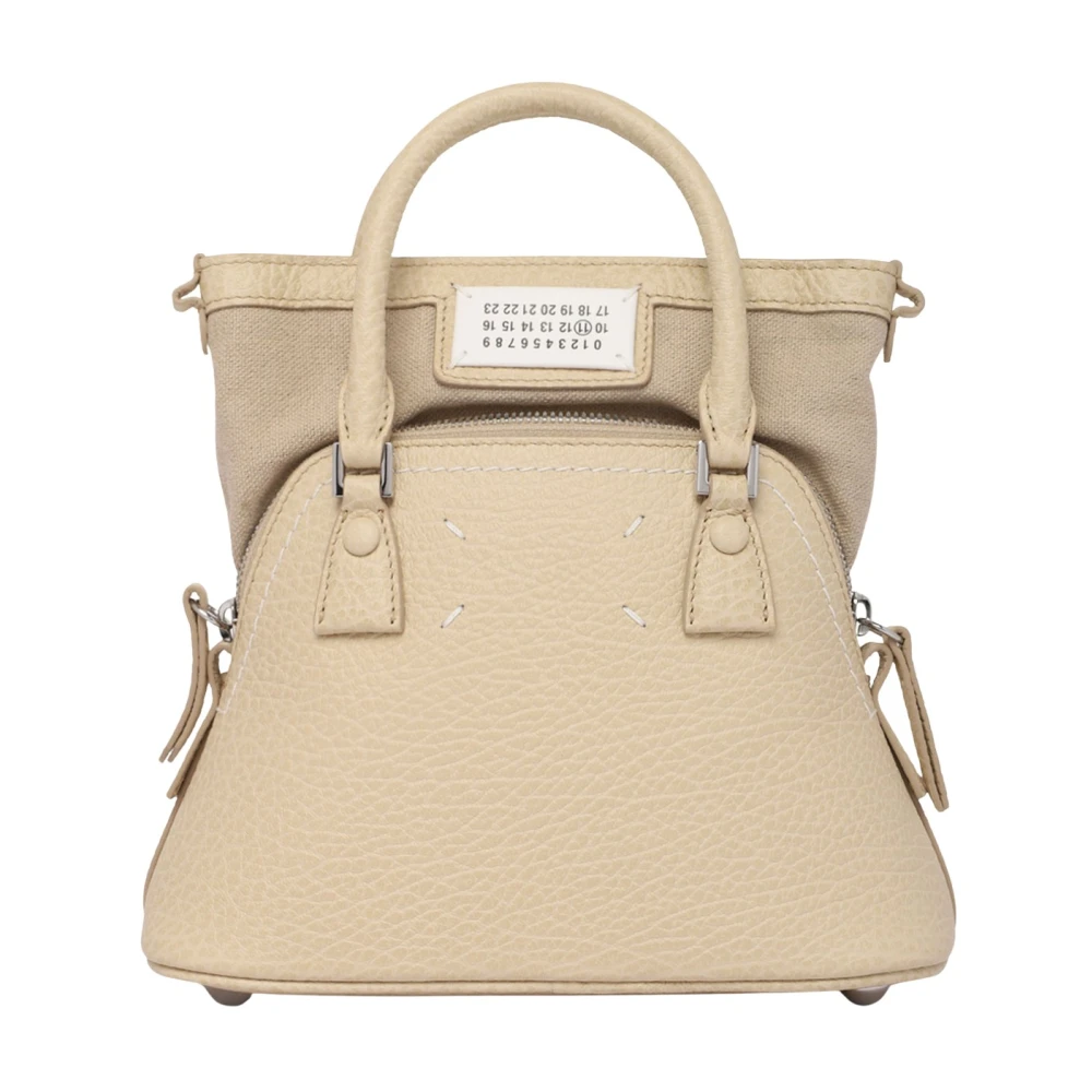 Maison Margiela Stijlvolle Kalfsleren Handtas met Kettingriem Beige Dames