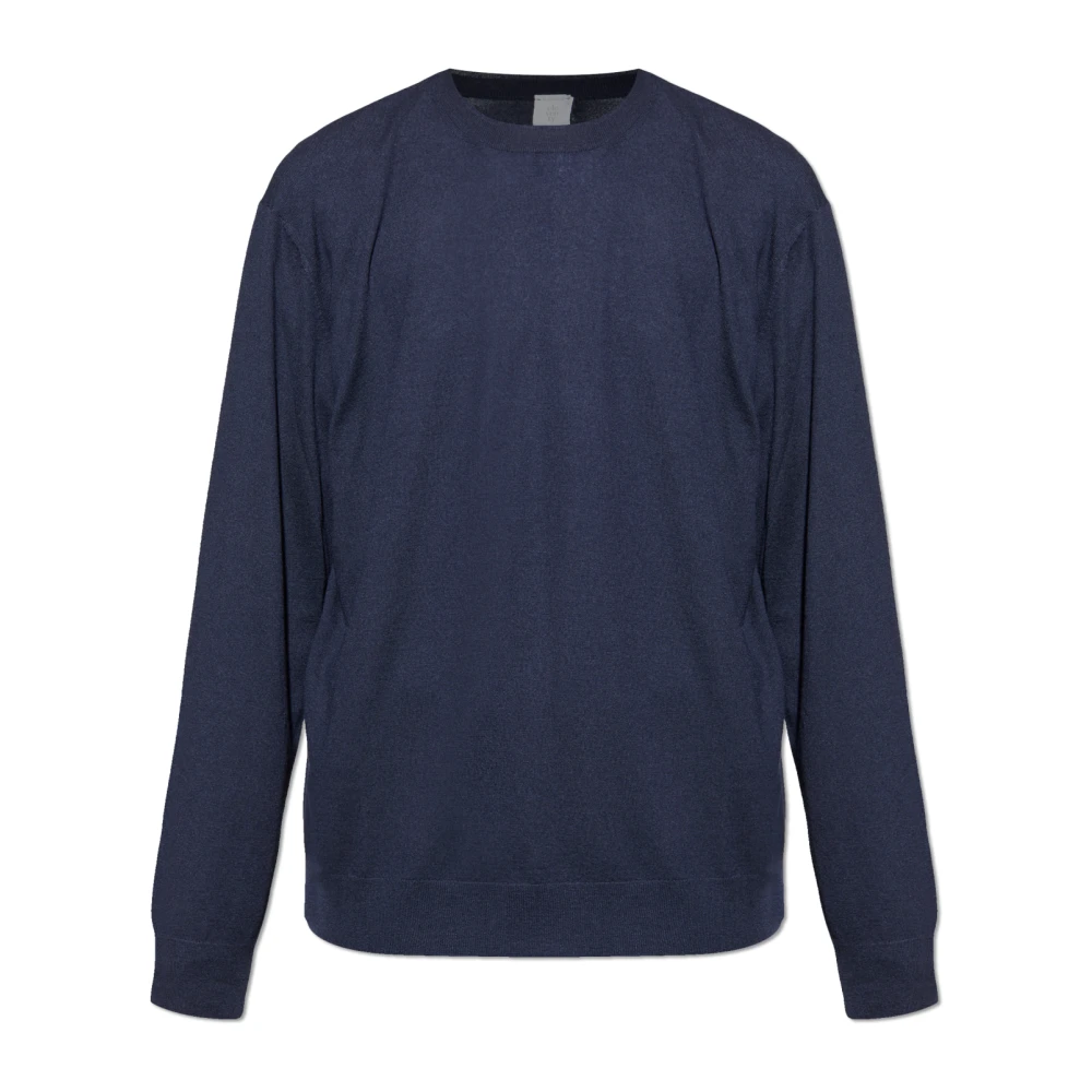 Eleventy Mannelijk Blauw Kasjmier Trui Met Een Ronde Hals